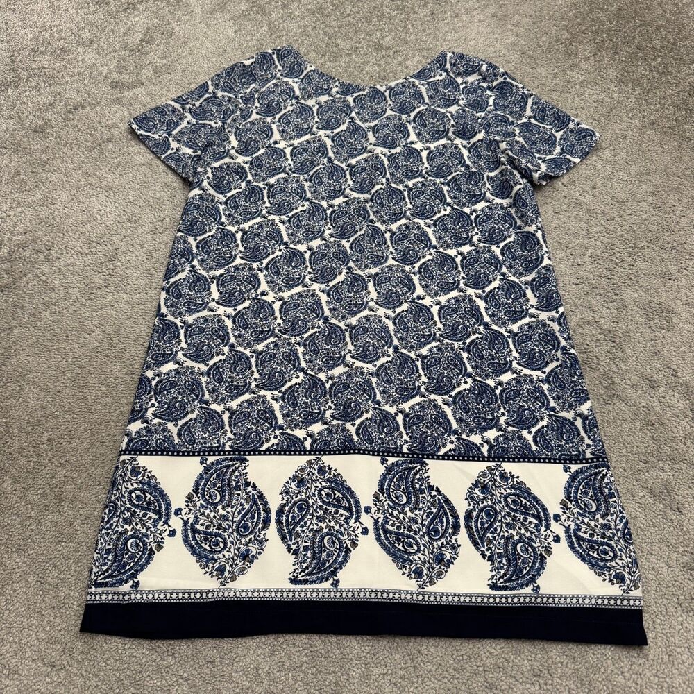 Lulus Taj Mahal Tour Paisley Cut-Out Back Shift Dress Womens Small Blue White